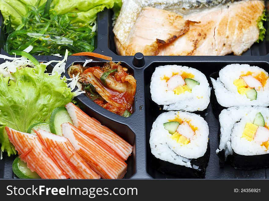 Traditional Japanese Food Set, close-up