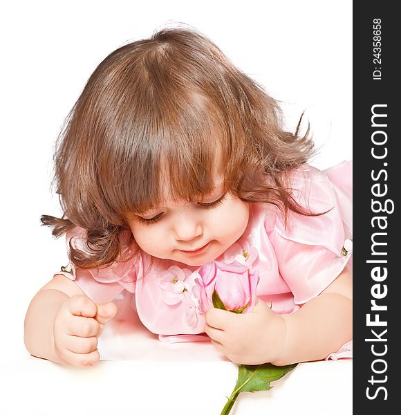 Beautiful Little Girl Holding A Rose