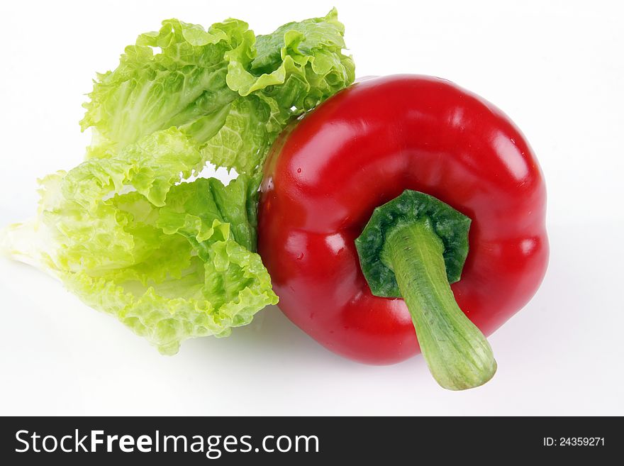 Red pepper and fresh lettuce