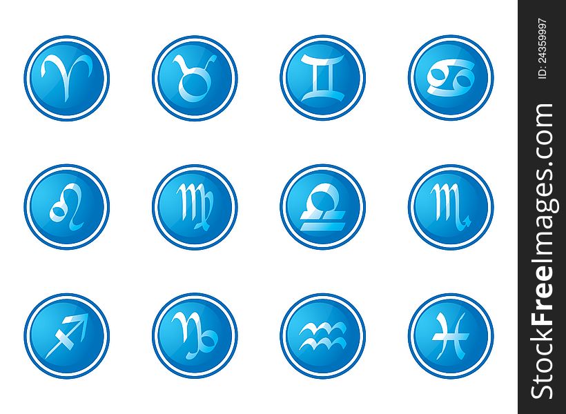 Horoscope zodiac signs, set of icons, vector illustration