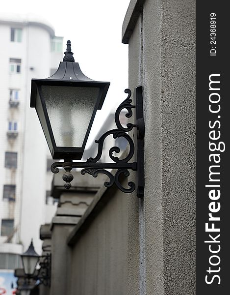 Lights on fence wall. Lights on fence wall.