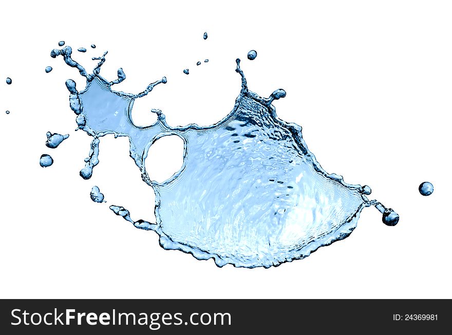 Abstract blue splashing water on white background. Isolated with clipping path. Abstract blue splashing water on white background. Isolated with clipping path