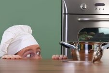 Chef Strange Looking At Pot Royalty Free Stock Photos Chef Strange Looking At Pot Royalty Free Stock Photos
