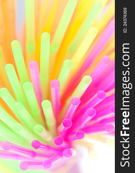 Colored straws, close up image