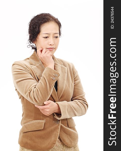 Portrait of asian business woman thinking. Portrait of asian business woman thinking