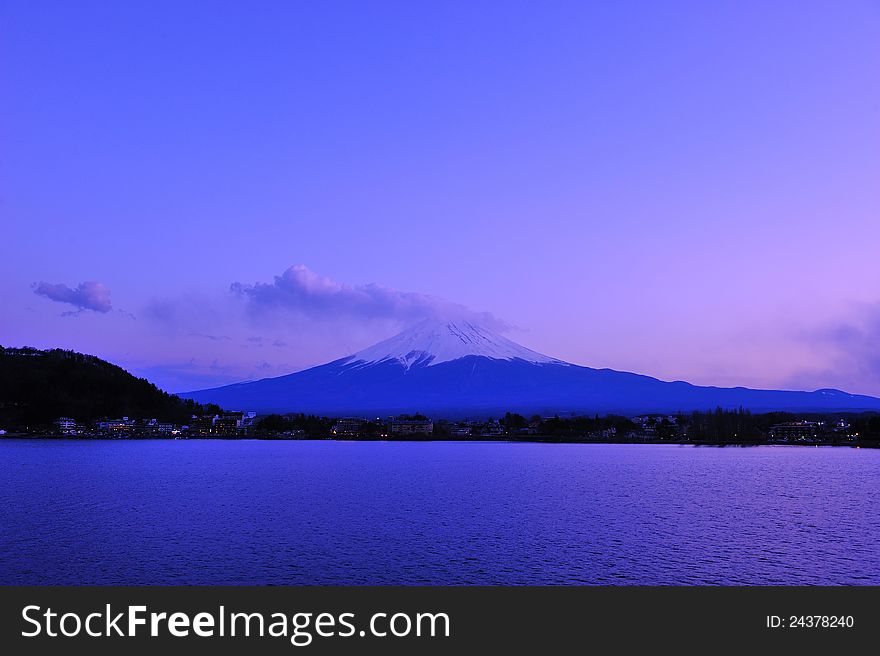 View of Mt. Fuji at Lake Kawaguchiko. View of Mt. Fuji at Lake Kawaguchiko