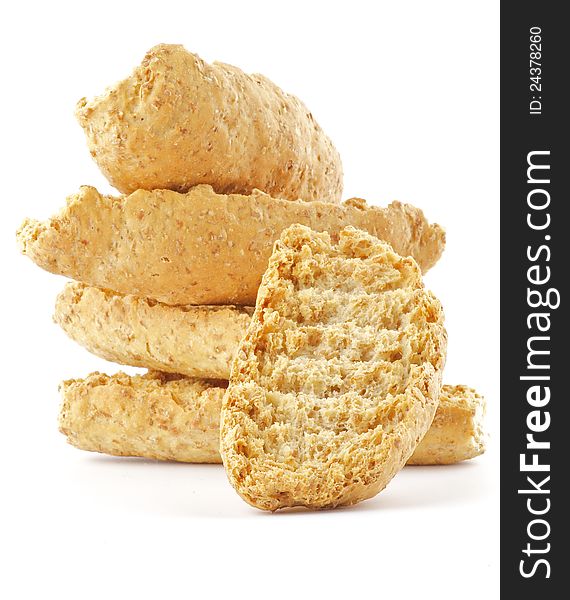 Whole grain biscuits  on white background