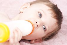 Little Baby Drinking Milk, Close Up Royalty Free Stock Images Little Baby Drinking Milk, Close Up Royalty Free Stock Images