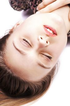 Closeup Portrait Of Sensual Young Woman Lying Royalty Free Stock Photos Closeup Portrait Of Sensual Young Woman Lying Royalty Free Stock Photos
