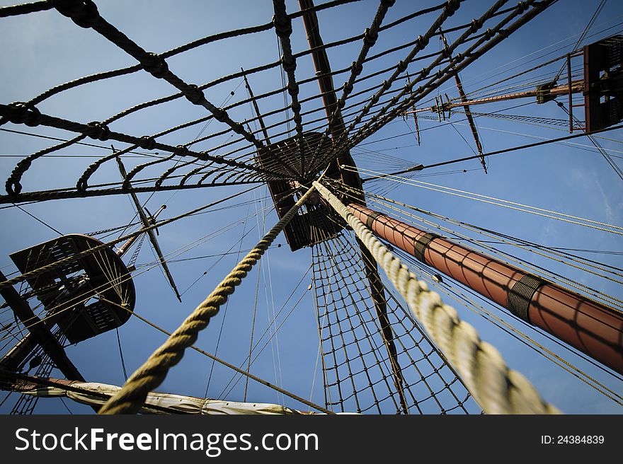 Three masts on tall ship