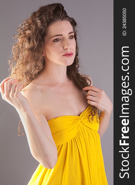 Beautiful Woman In Yellow Dress