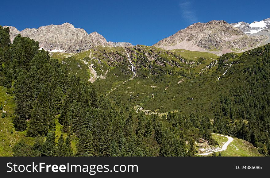 Mountains in Stubai's valley in Austria near Innsbruck. Mountains in Stubai's valley in Austria near Innsbruck