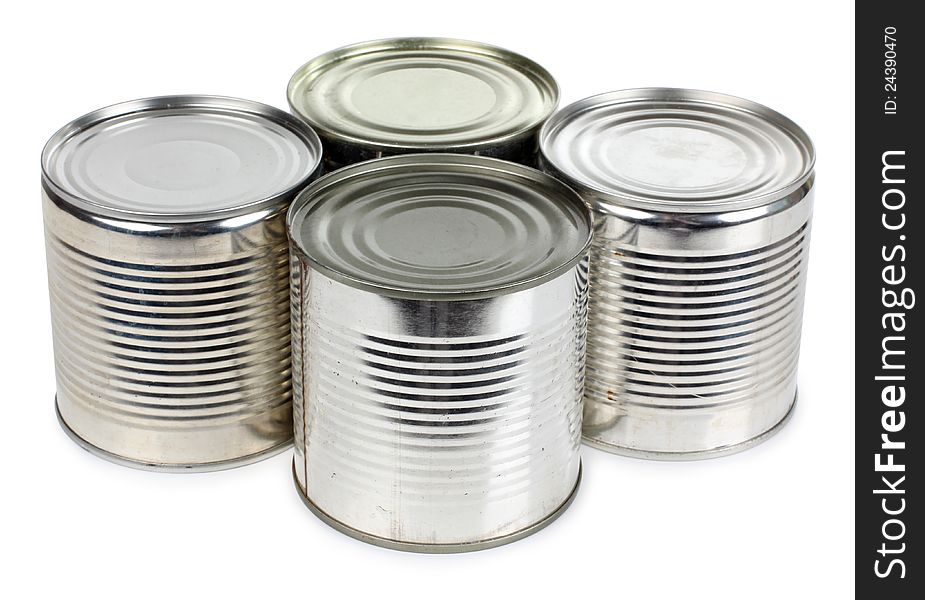 Color photo of a metal tin of food. Color photo of a metal tin of food