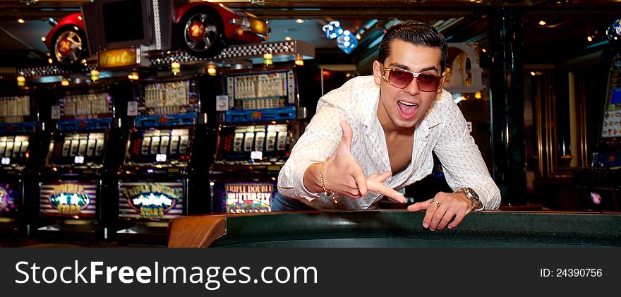 Man playing dice in casino