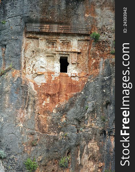 A tomb in the rocks close to the town of Limangzi in Turkey. A tomb in the rocks close to the town of Limangzi in Turkey