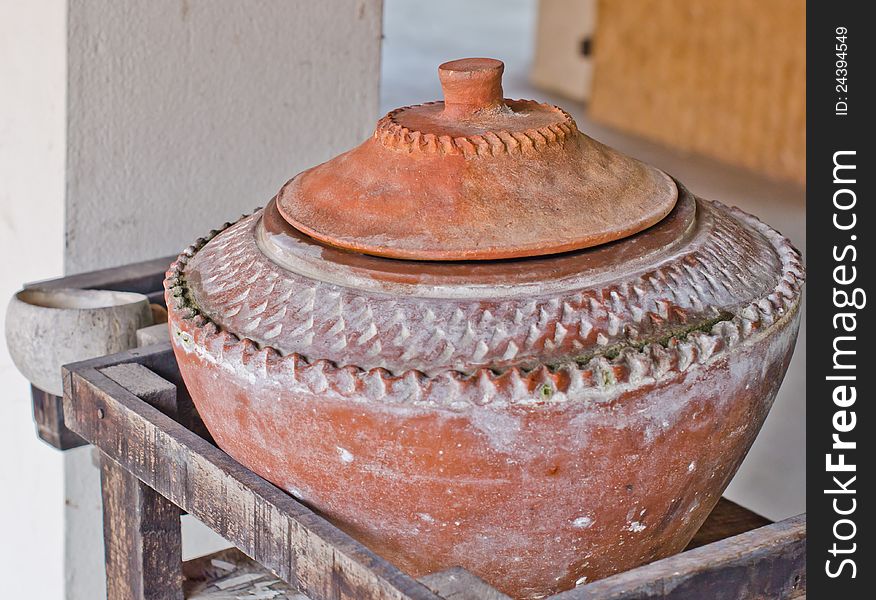 Old jar of water in rural areas of Thailand. Old jar of water in rural areas of Thailand.