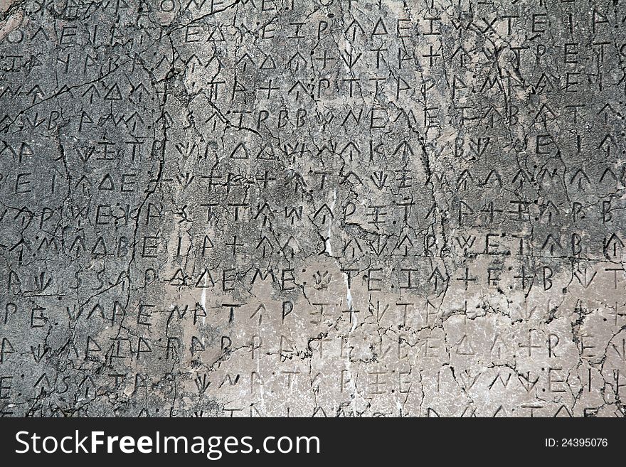 A rare example of writing by the Lycians on a pillar in Xanthos Turkey. A rare example of writing by the Lycians on a pillar in Xanthos Turkey