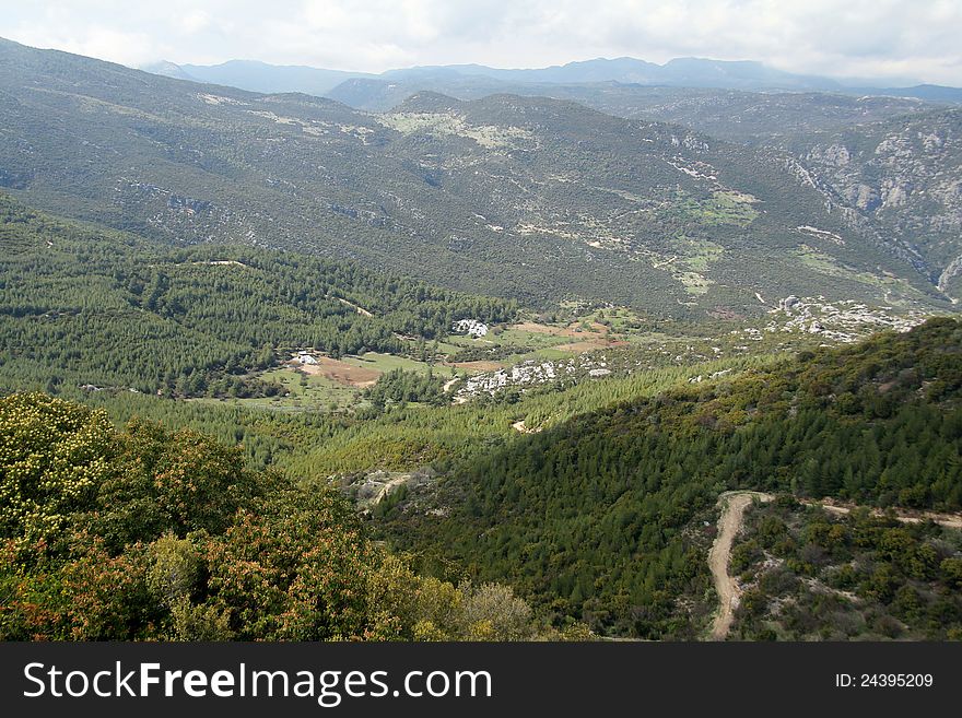 This is the countryside around the Taurus Mountain range near the coast of Turkey, Kas. This is the countryside around the Taurus Mountain range near the coast of Turkey, Kas.