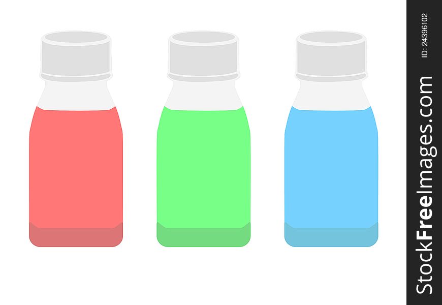 Illustration of colored liquid bottle. Illustration of colored liquid bottle