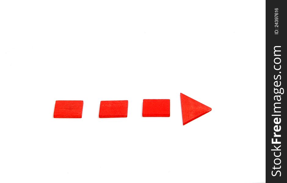 Intermittent red wooden pointer to the direction. Intermittent red wooden pointer to the direction