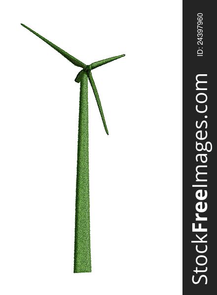 Wind turbines covered with grass isolated on the background. Wind turbines covered with grass isolated on the background
