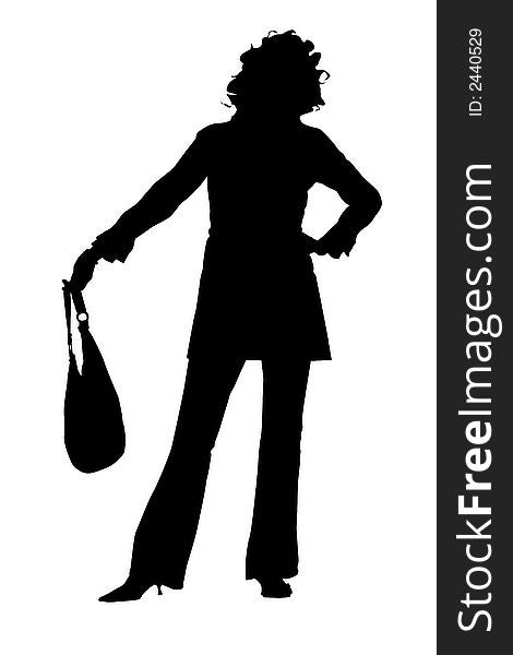 Silhouette of a young posing woman.
. Silhouette of a young posing woman.