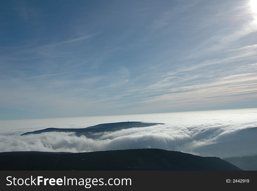 Blue sky and mountain with cloud