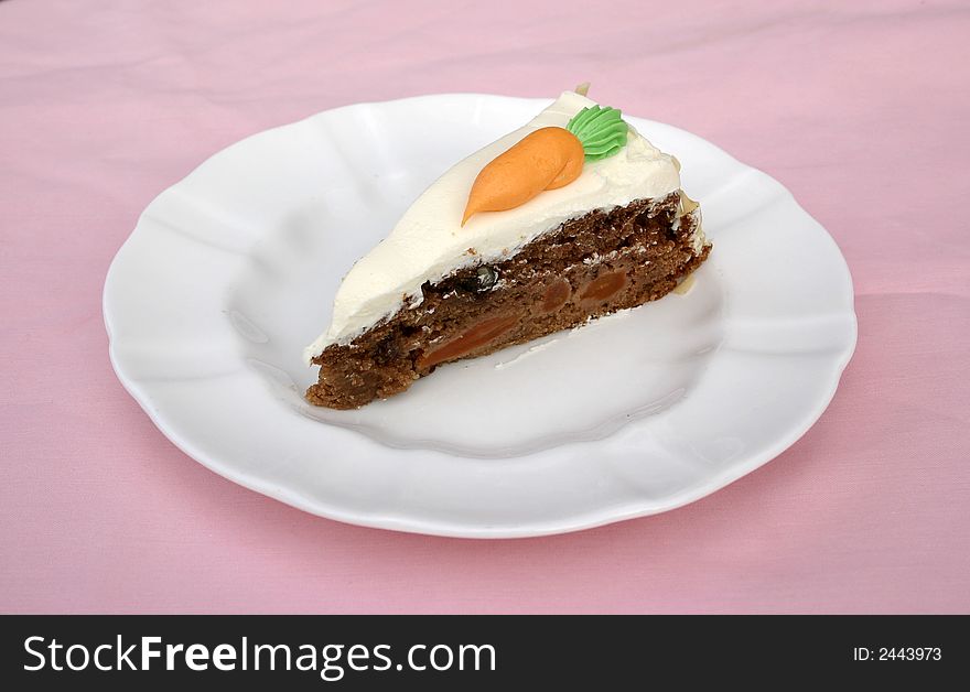 Decorated slice of carrot cake