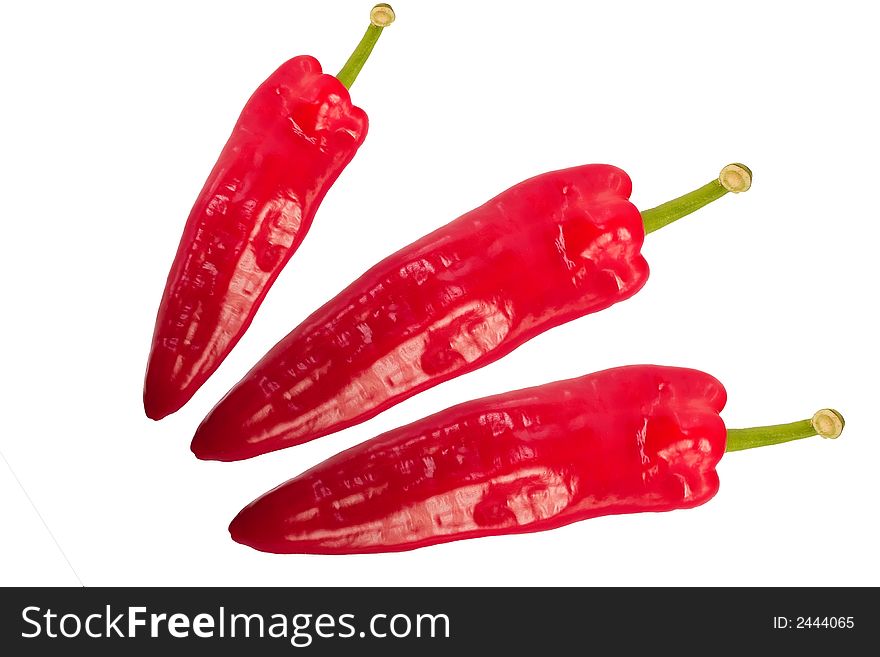 Sweet chilli peppers isolated over a white background