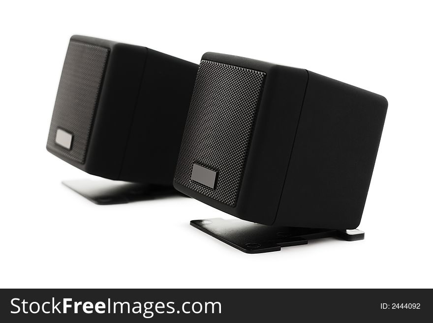 Loudspeakers on a white background with smooth shadows (shallow dof)