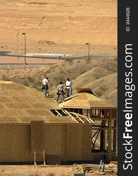 Construction of a new home in the desert, nevada, usa