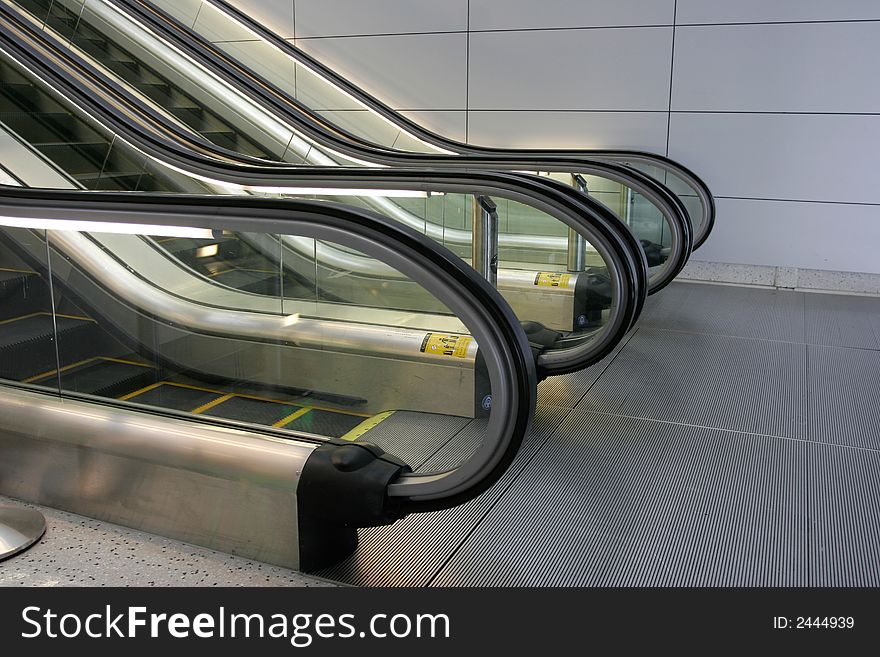 Escalators in newly opened futuristic airport