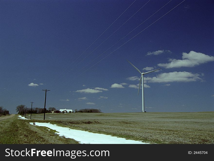 Moder wind mill in Minnesota country side, early spring. Moder wind mill in Minnesota country side, early spring