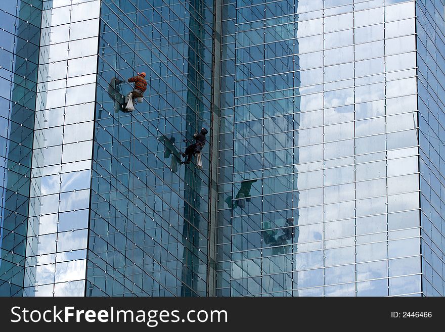 Two constructors. High-rise building construction.