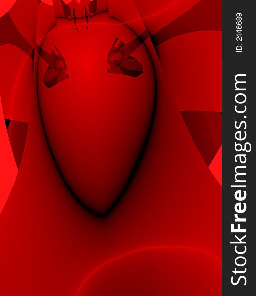 Demon red face is a complex artistic image for futuristic design
