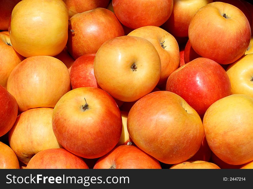 A bunch of red apples on the market