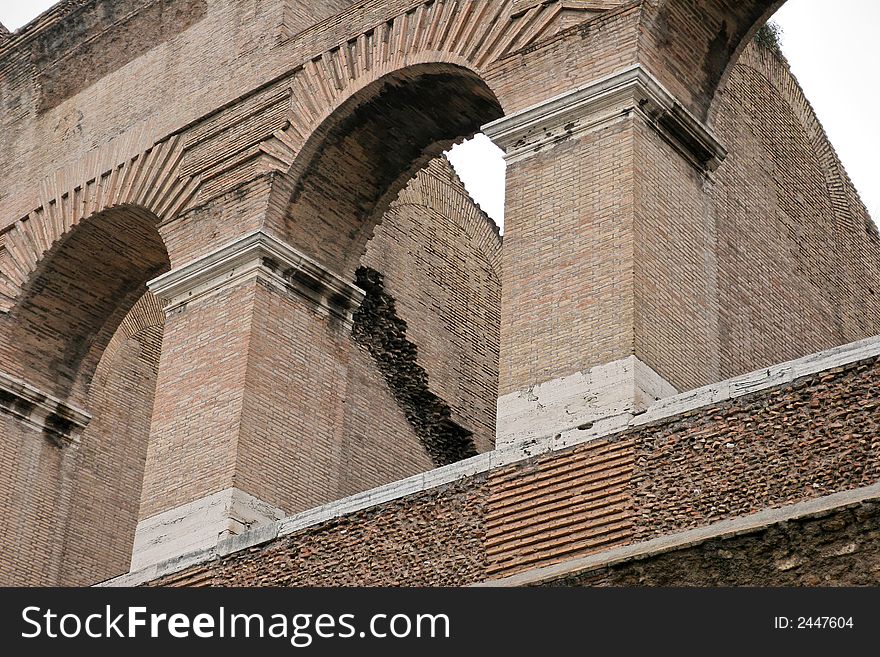 Roman Coliseum columns in Rome, Italy. Roman Coliseum columns in Rome, Italy