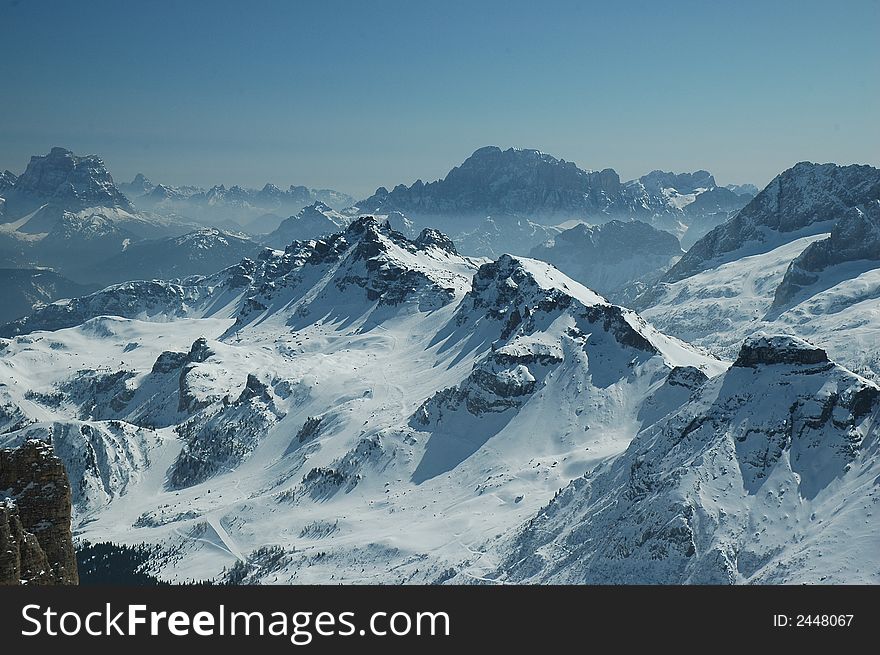 View for Marmolada, Vall di Fassa, Italy