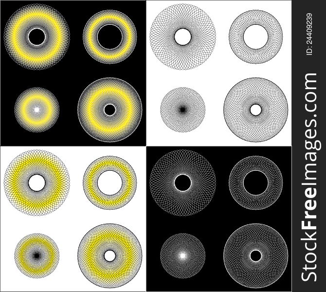 Different types of wired objects in black and white