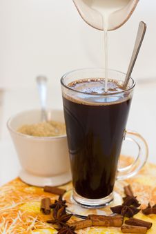 Coffee With Milk And Sugar Royalty Free Stock Image