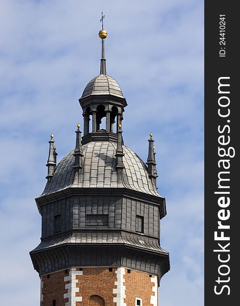 Church tower in the blue sky