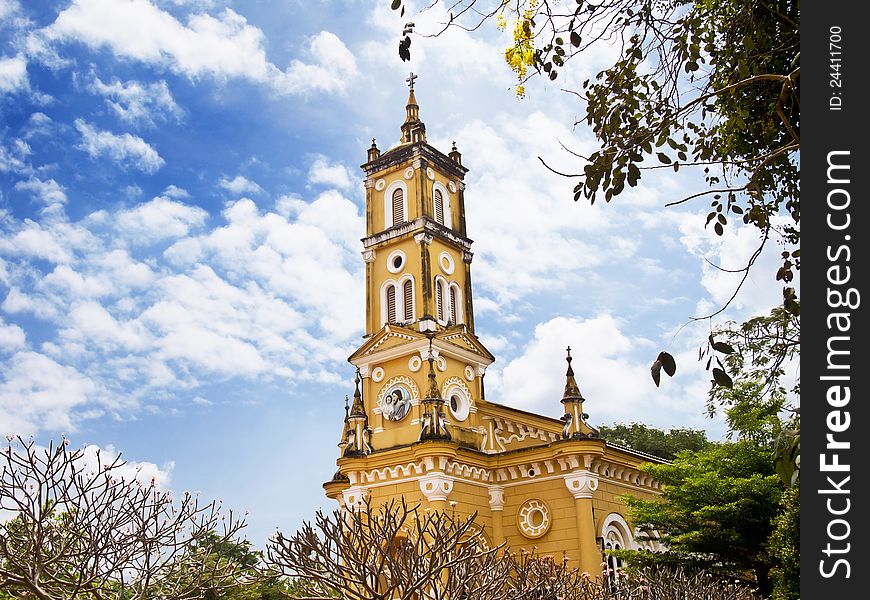 St. Joseph Church with blue sky in Phra Nakorn Si Ayutthaya, Thailand. St. Joseph Church with blue sky in Phra Nakorn Si Ayutthaya, Thailand