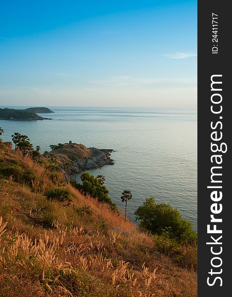 Phromthep cape viewpoint with blue sky Phuket,Thailand