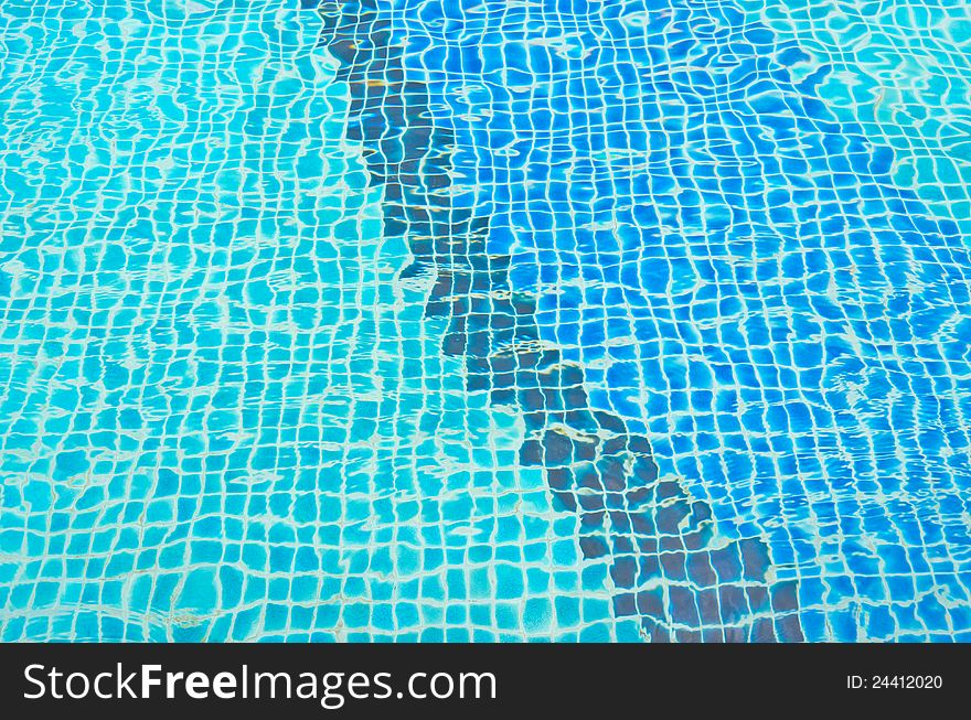 Various aqua blue tone tile in clear pool water. Various aqua blue tone tile in clear pool water