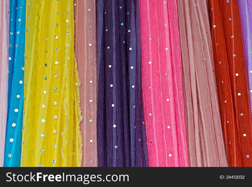 Colorful Fabric With Sparkling Dot Pattern