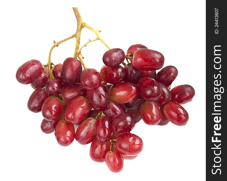 Red seedless grapes on a white background. Red seedless grapes on a white background