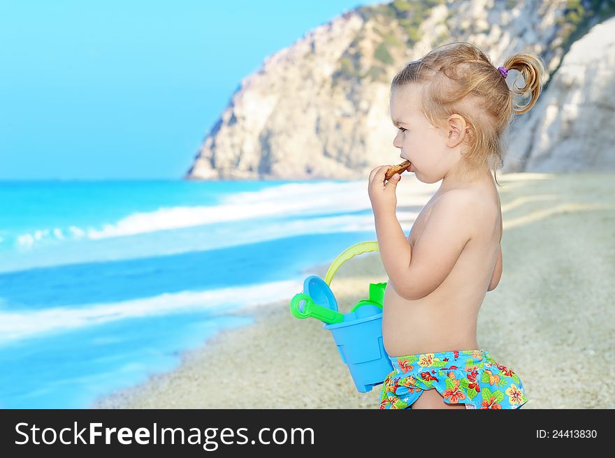 Happy child on the beach