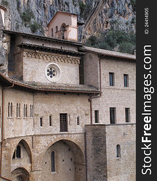 Saint Benedicts Monastery in Subiaco town. Region Latium, Italy. Saint Benedicts Monastery in Subiaco town. Region Latium, Italy