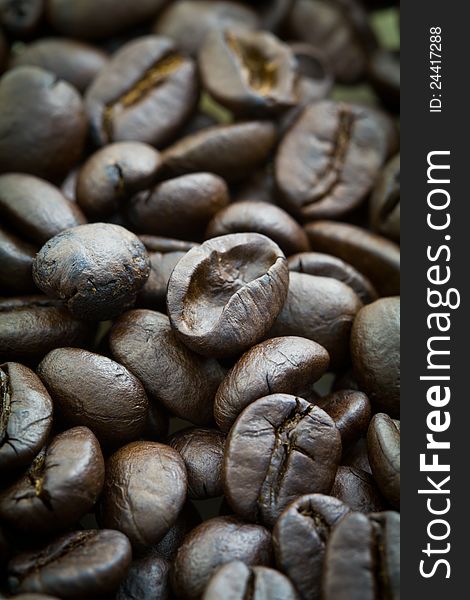 Closeup of coffee beans can be used for background