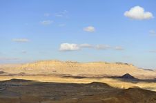 Crater Ramon Landscape In Negev Desert. Stock Photo